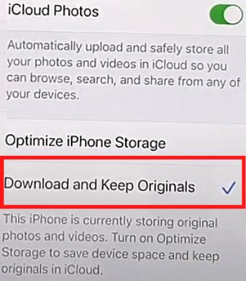 Select Download and Keep Originals