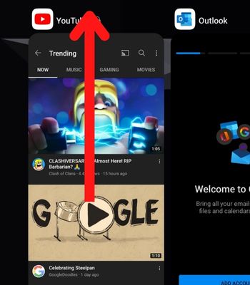 Slide up to close the app running in the background
