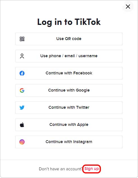TIkTok-Signup-Button