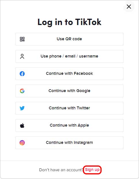 TIkTok-Signup-Button