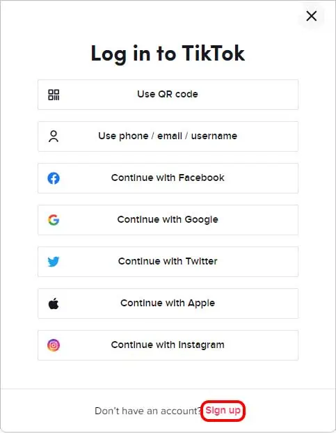 TIkTok-Signup-Button