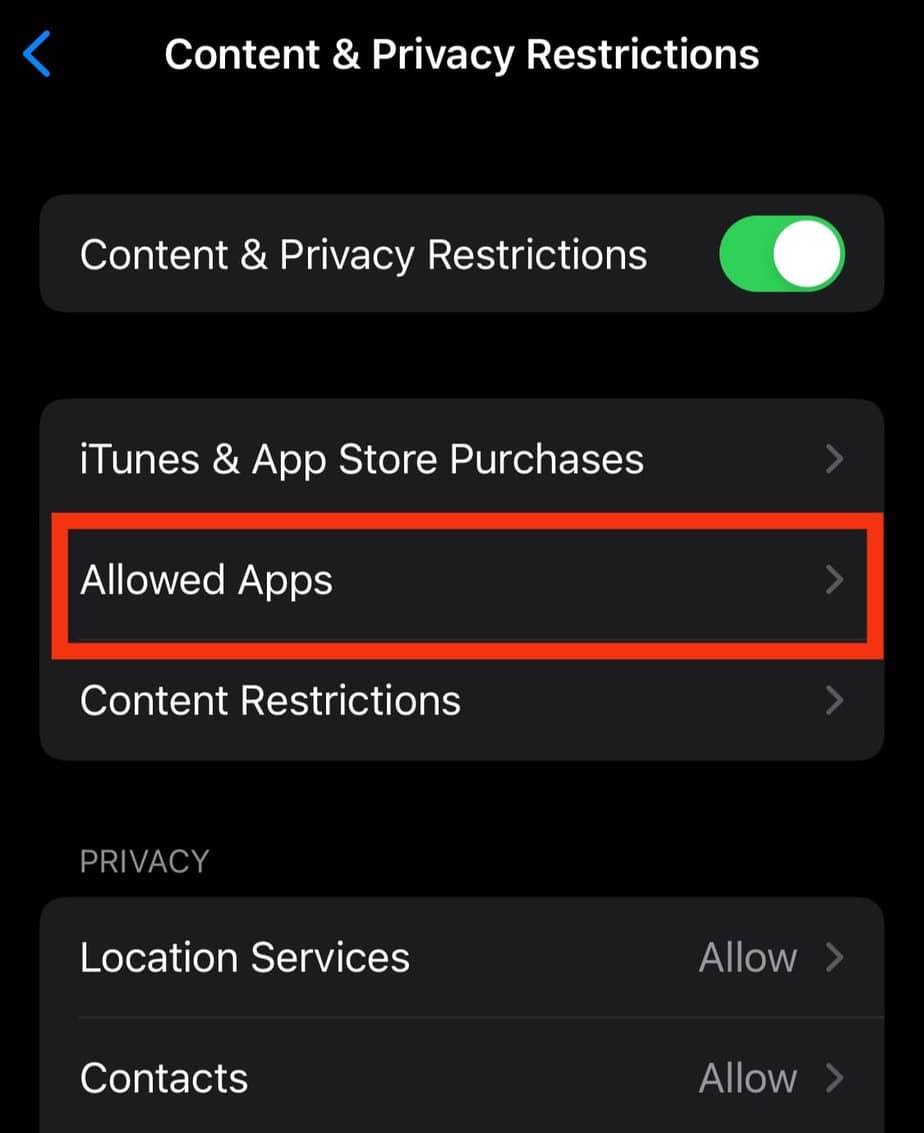 Click on Allowed Apps