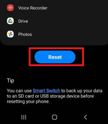 Tap Reset