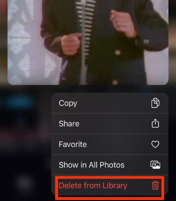 Tap and hold the photo and click on Delete From the Library