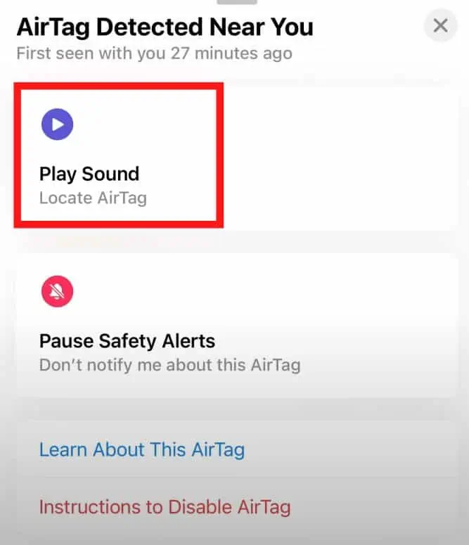 How Does AirTag Actually Work? (Detailed Guide) 27 Tap-on-Play-Sound-to-listen-whether-its-close-to-you-or-not
