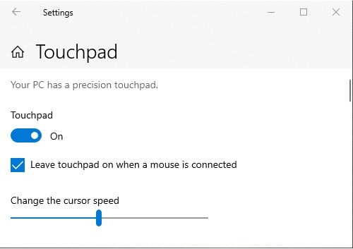 Touchpad On Win10