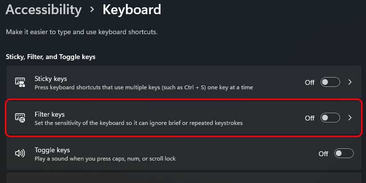 How to Turn On or Off Filter Keys on Windows?