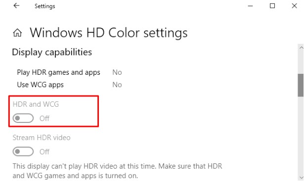 Windows HD Color Settings