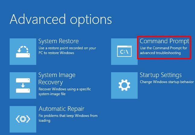 Windows Recovery Environment Command Prompt
