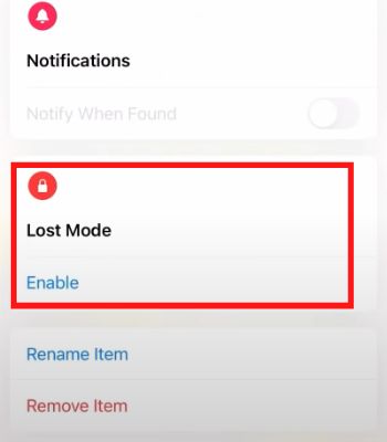You can see the Lost Mode. Tap on Enable it