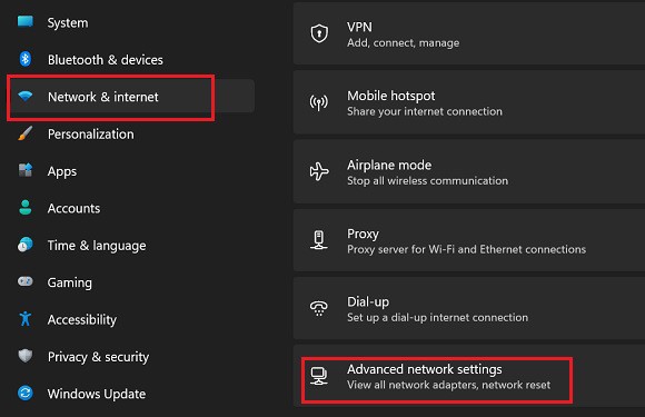 advanced network settings