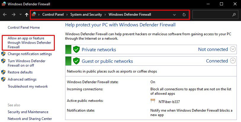allow app through firewall
