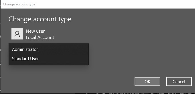 change account settings administrator