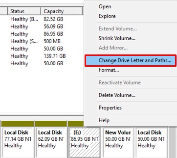 change drive letter and paths