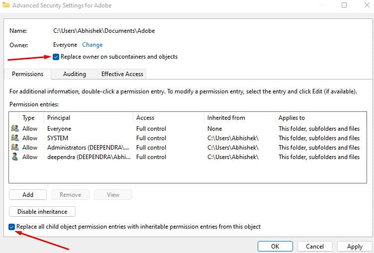 check both options to replace