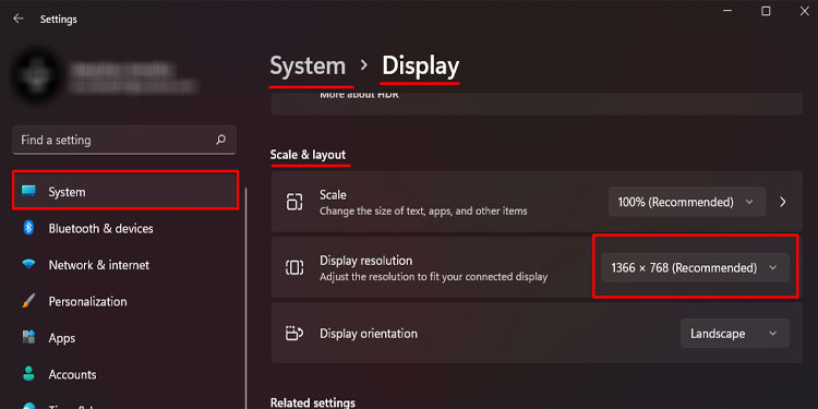 check display resolution