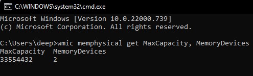 check max ram command