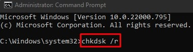 chkdsk r command