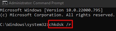 chkdsk r command