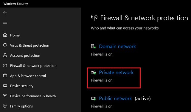 choose private network