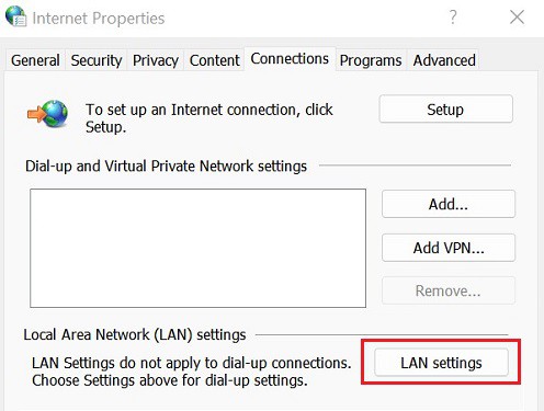 click-on-lan-settings
