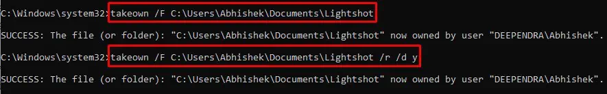 cmd-takeown-commands