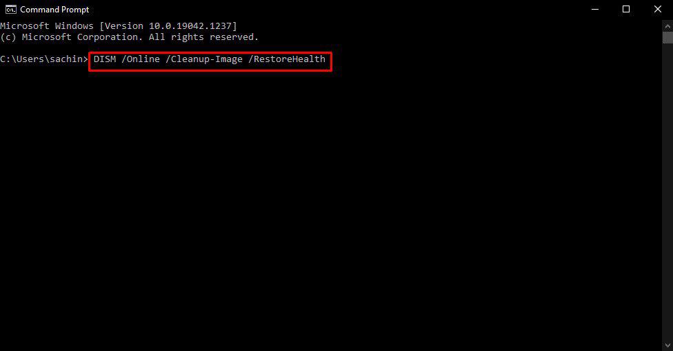 command prompt dism restore health command