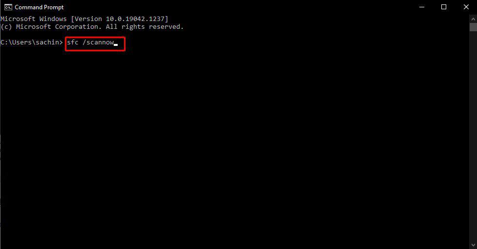 command prompt sfc command