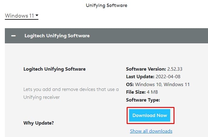 download logitech unifying software