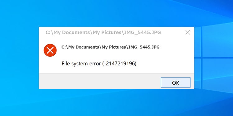 file system error (-2147219196)