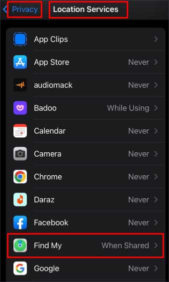 location-service,-tap-find-my