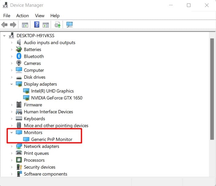 monitors in device manager