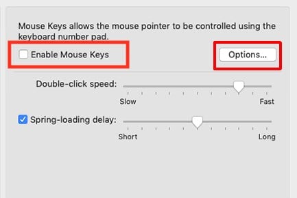 mouse options-options