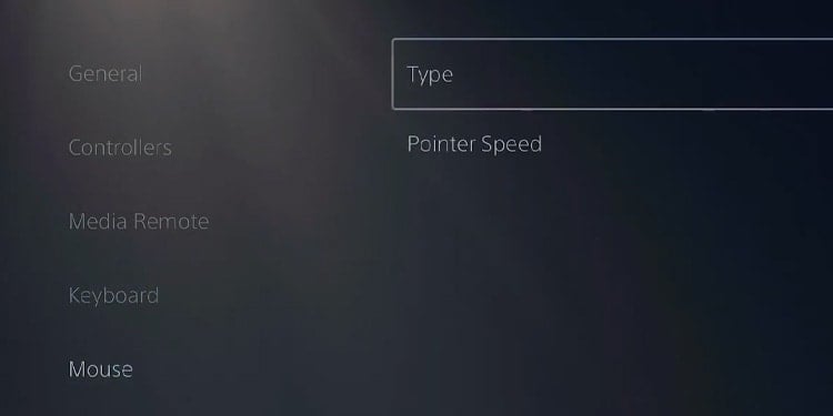 mouse type and sensitivity ps5 