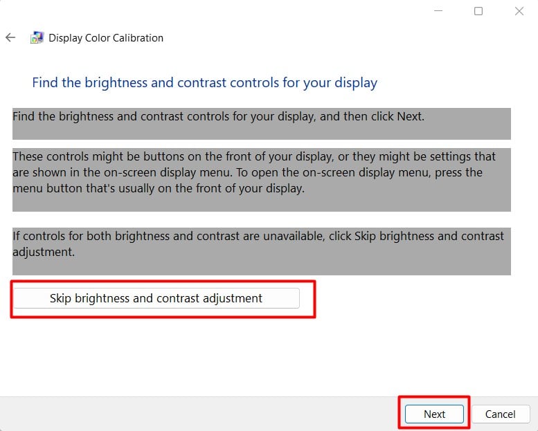 next to skip gamma and brightness correction