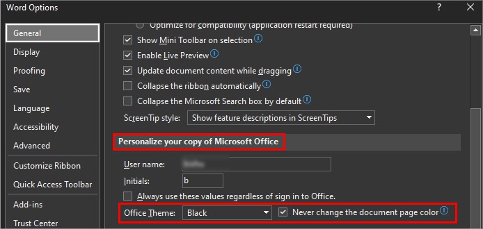 office-theme-black-personalize