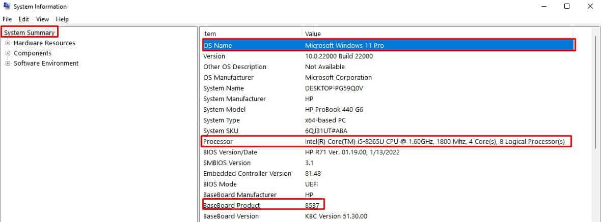 PC information