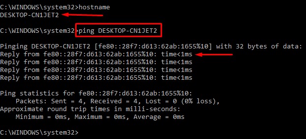 ping hostname