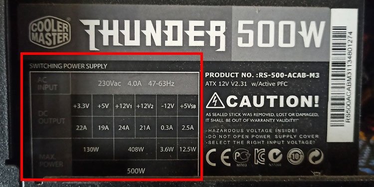 power supply label