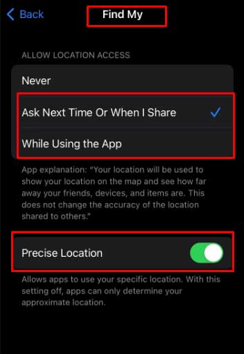 precise-location-on
