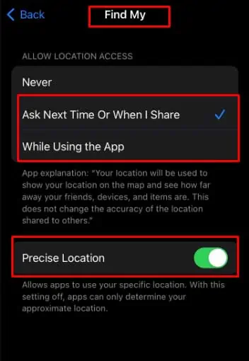 precise-location-on