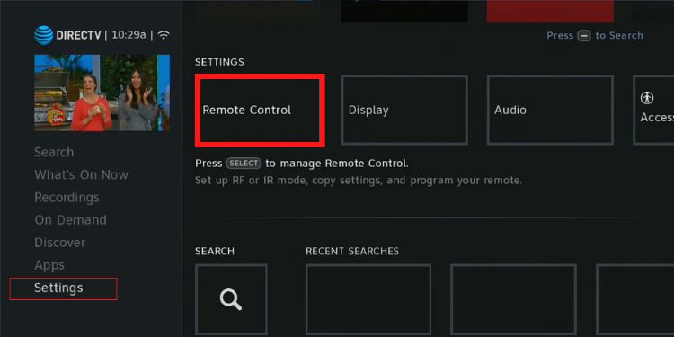 settings remote control