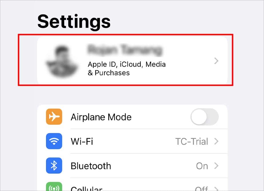 tap yon your apple id