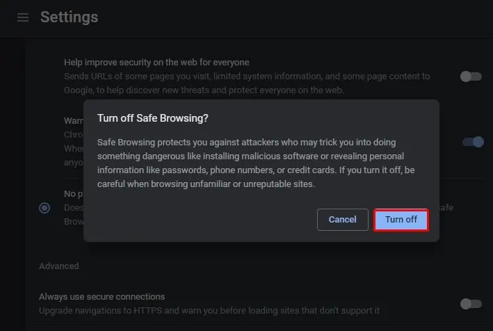turn-off-safe-browsing