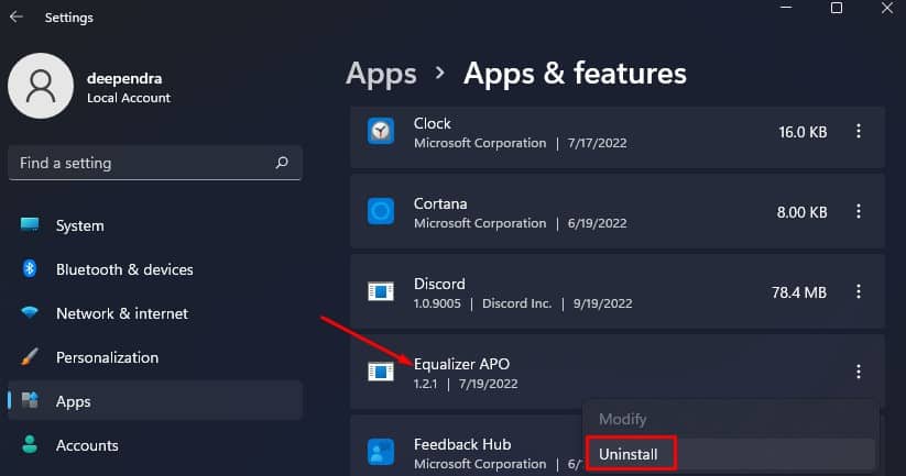 uninstall equalizer apo