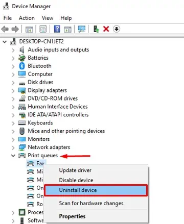uninstall-print-queues