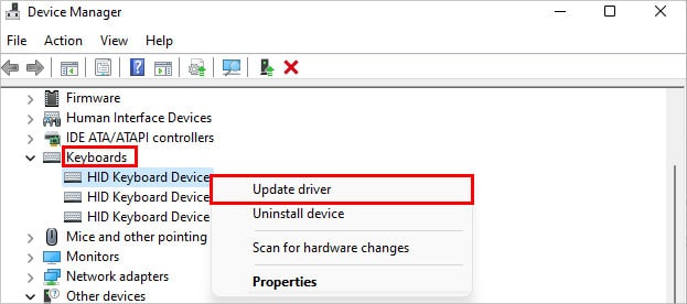 update keyboard driver