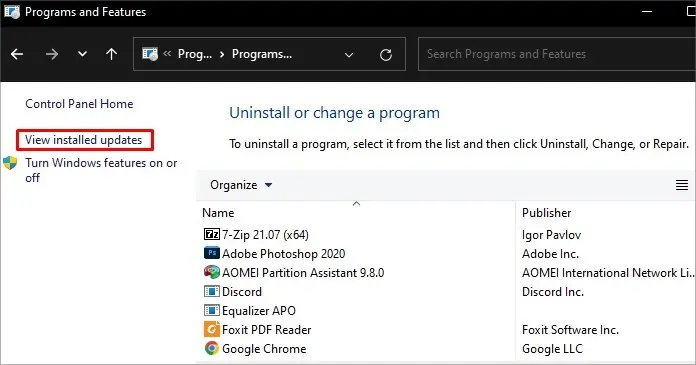 Ctrl F Not Working? 12 Proven Ways to Fix It 29 view_installed_updates-1