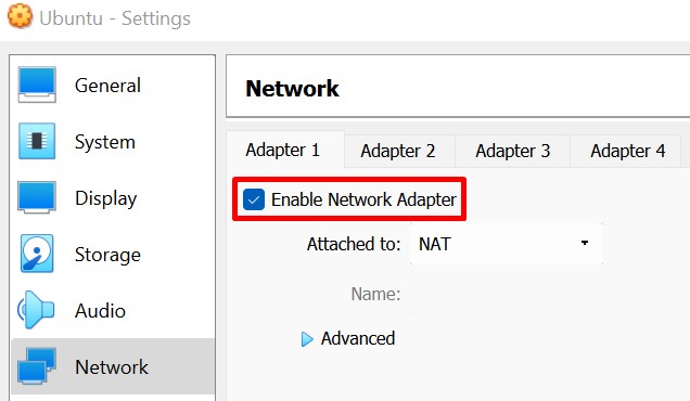 virtualbox-enable-network-adapter
