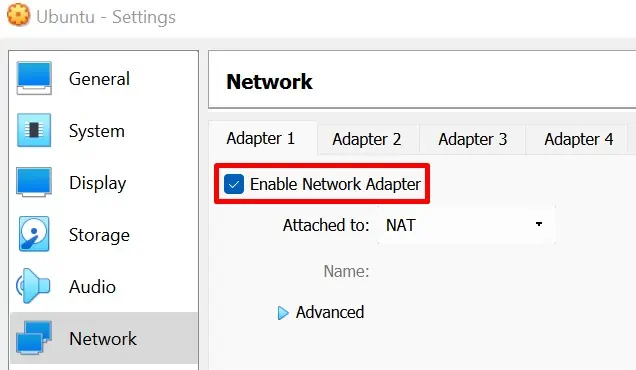 virtualbox-enable-network-adapter
